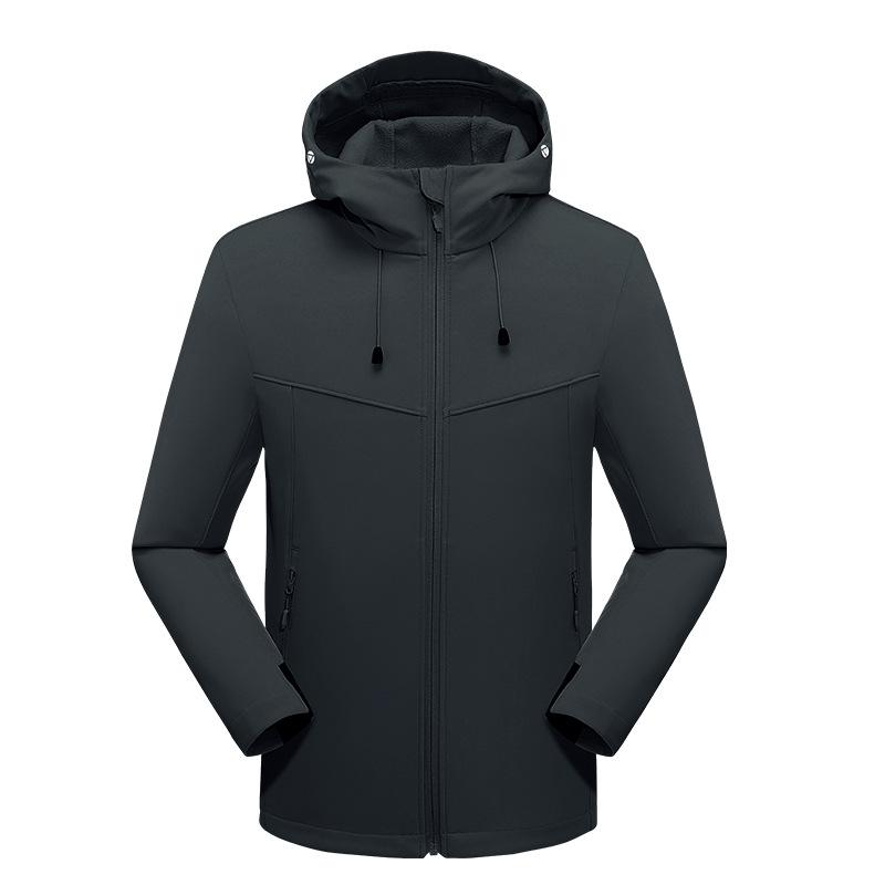 Outdoor Soft Shell Jacket Men's Waterproof Women's Warm Soft Shell Jacket Women's Velvet Single-layer Windproof Autumn Jacket Trench Coat