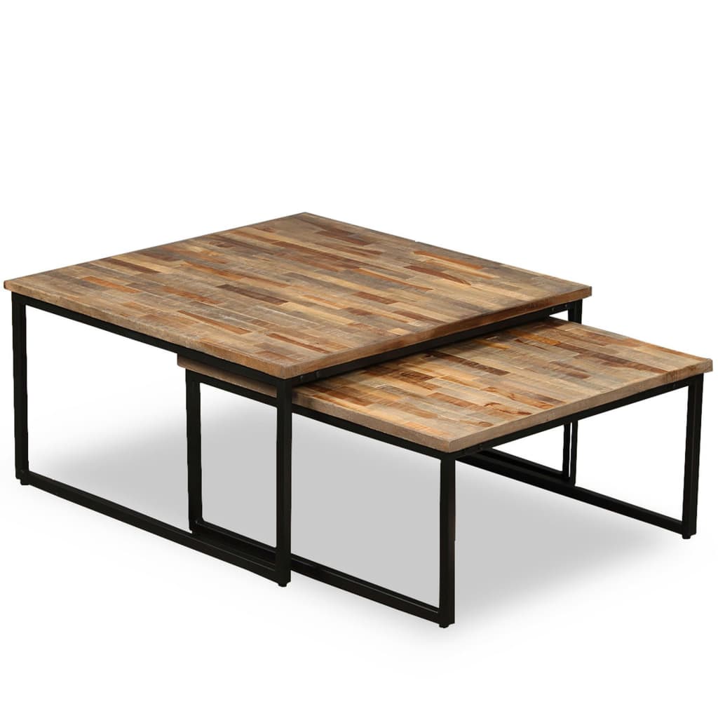 Coffee Table Set 2 Piece Solid Recycled Teak