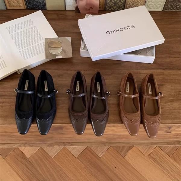 Square head word with Mary Jane single shoes versatile commuting with skirt shallow mouth with skirt personality gentle grandma shoes women