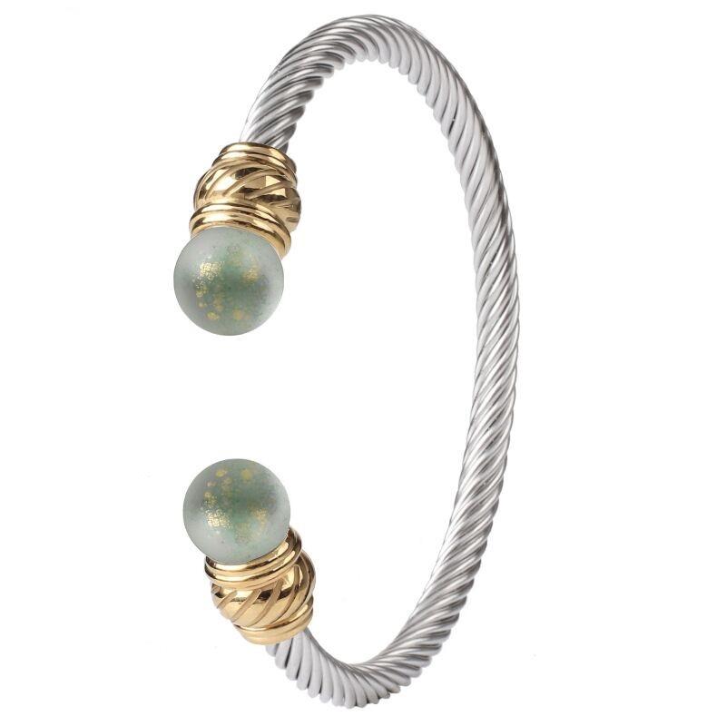 Hot Titanium Steel Cable Cuff Bracelet Zircon Fashion Bangle Jewelry Fine Wristband Accessories Hand Ornament