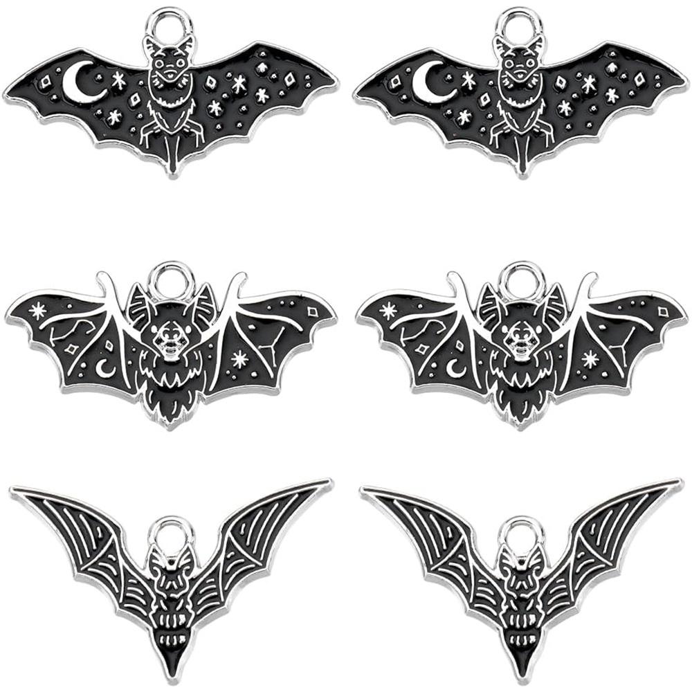 30Pcs Gothic Enamel Bat Halloween Charms, 3 Styles Alloy Vampire Pendants DIY Jewelry Making Supplies For Earrings Necklaces Bracelets