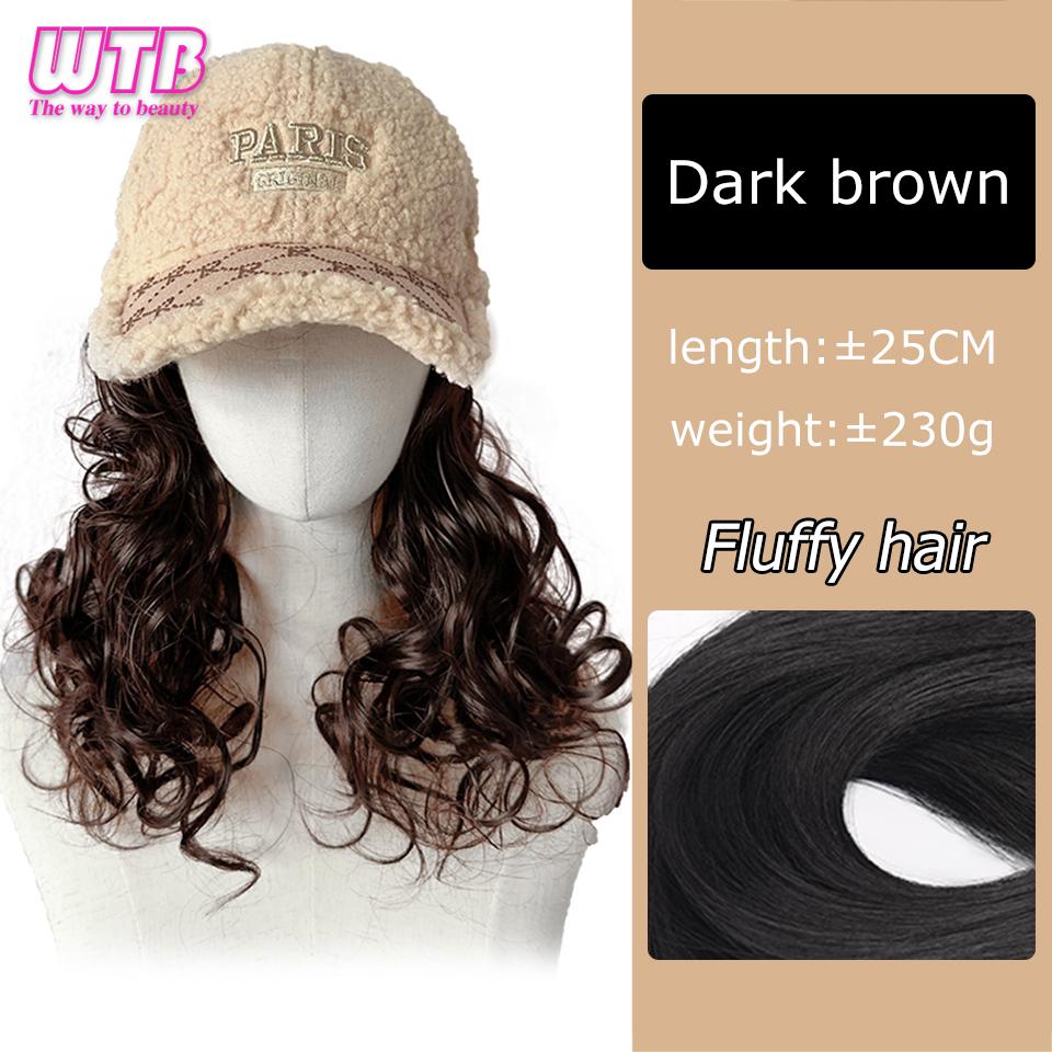WTB Synthetic Hat Short Curly Hair Wig Integrated Women's Fashion Age-reducing Autumn and Winter Warm Baseball Hat Wig