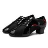 Mid Heel Modern Dance Shoes Leather Mesh Jazz Dance Shoes for Boys and Women Adult Latin Modern Dance Salsa Dance Party Dance Heeled 3.5CM