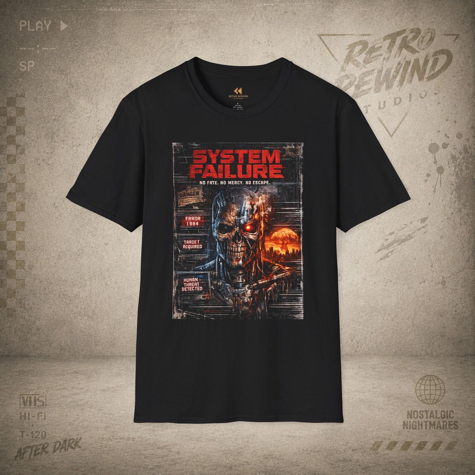 System Failure Terminator Horror T-Shirt | Cybernetic Skull Shirt 2XL