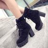 Women's Boots Suede High Heel Boots Vintage Winter Ladies Fur Warm Platform Snow Boots Lace Up Cosplay High Heel Shoes 34-43