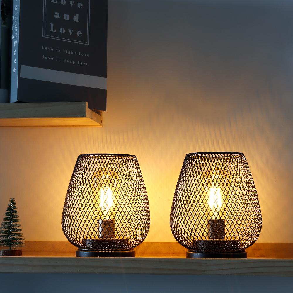 Freeshipping Birdcage Shape Table Lamp Cordless Battery Lamp Nordic Brown Decorative Indoor Light