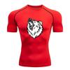 Men's Compression Workout T-Shirt, Roaring Wolf Tribal Print