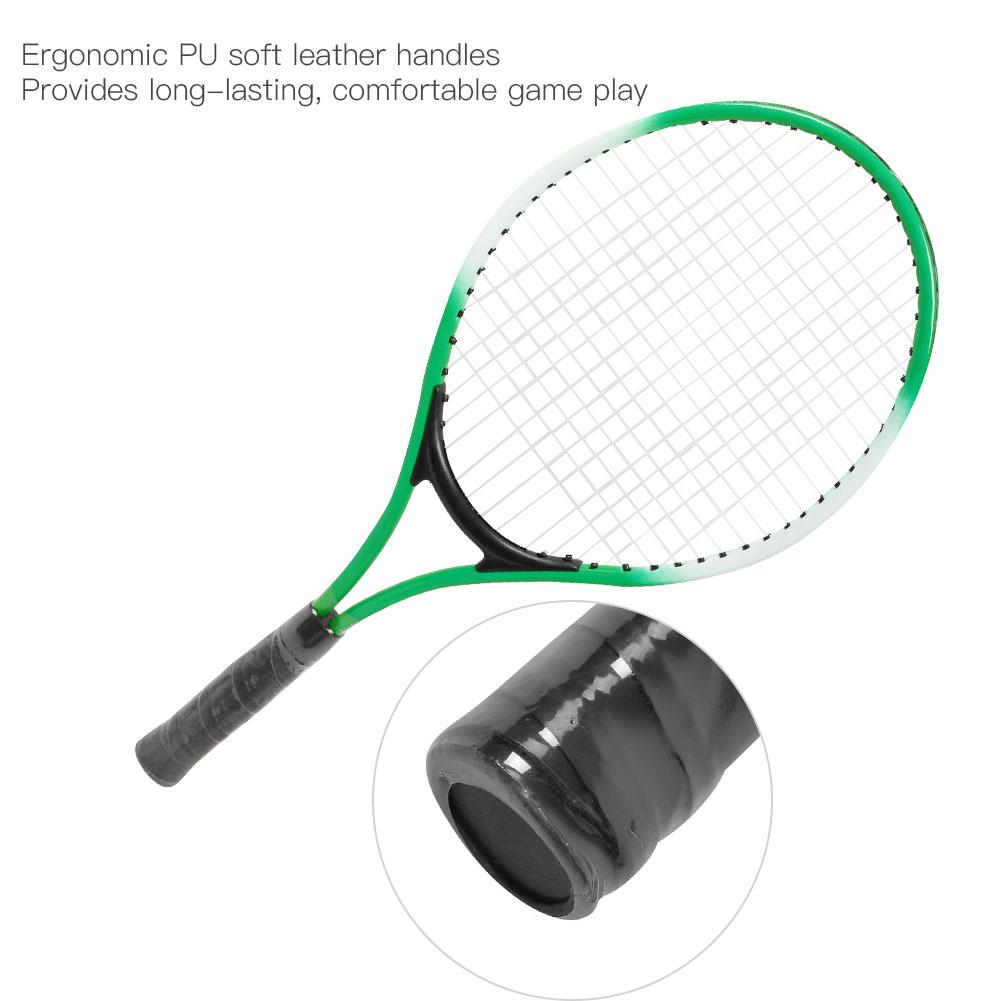 Iron Alloy Children Tennis Racket Beginner Practice Racquet with and Carry Bag(Green)