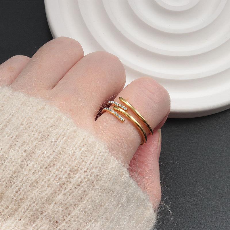 Fashionable Double Layer Micro Paved Full Diamond Ring Creative Exquisite Band For Women
