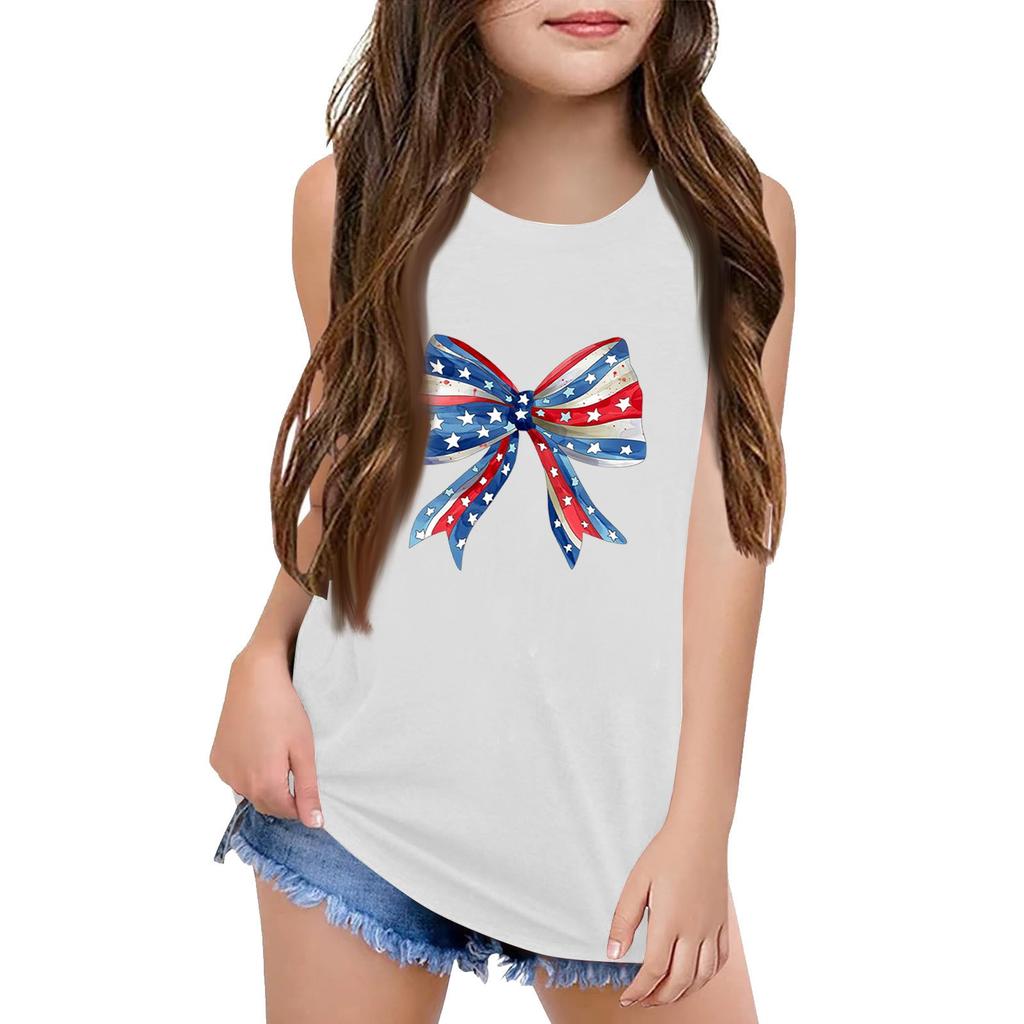 Girls Kids Summer Crewneck Sleeveless Shirts Tank Tops