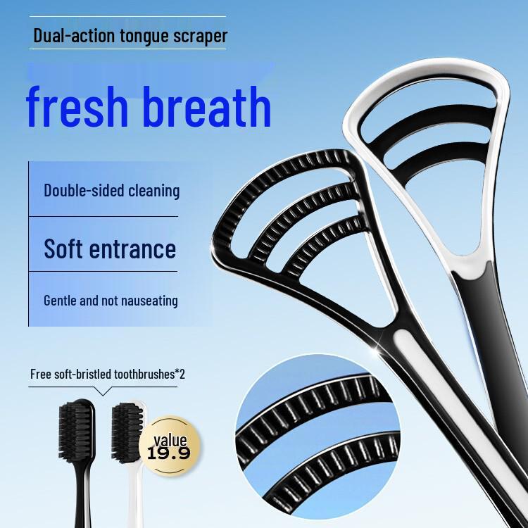 Men's Tongue Cleaner 0.01: Adult Oral Hygiene Scraper and Brush for Tongue Coating