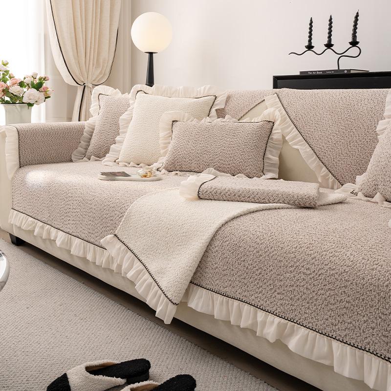 Plush Sofa Cover Pad Non-Slip Sofa Seat Cushion New Four-Season Universal Light Luxury High-End Feeling Cover Cloth Towel Cover