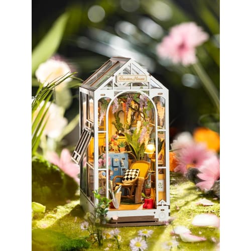 Rolife 3D Puzzle DIY Kit, Bookends, Miniature Dollhouse with LED Lights, Wooden Assembly Kit, Woodcraft with Illustrated Instructions, Florist, Adult,
