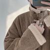 Herren Lammwolle Winterjacke, Samtgefütterter Wollmantel, Retro Amerikanischer Stil, Warme Streetwear Cool Reversjacke.