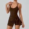 European And American Tennis Jumpsuit Anti-Light Kink Design Skirt Cross Shoulder Strap Hollow Back Yoga Clothes Women