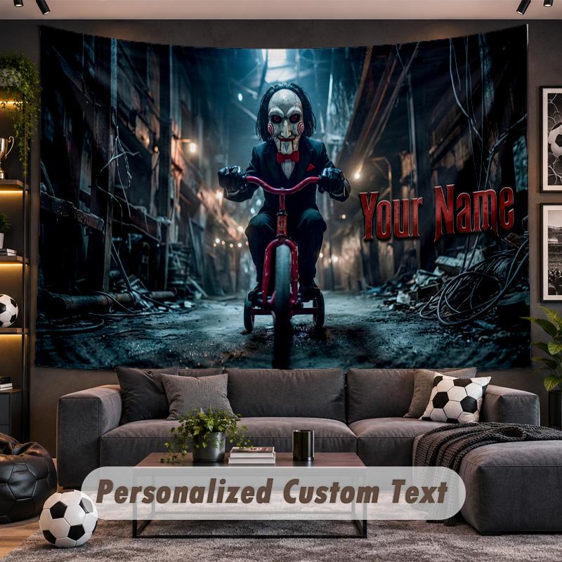 Saw Billy the Puppet Personalized Tapestry Support Custom Name, Wall Art Home Decoration