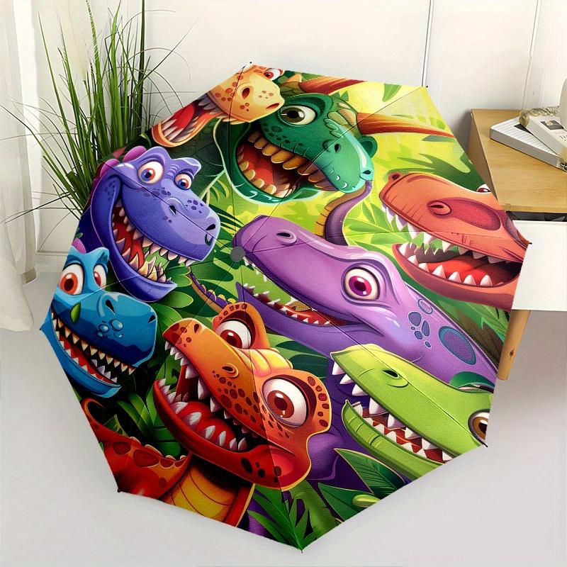 

Dinosaur Jungle Theme 8 Bone Hand Automatic Folding Umbrella, Compact and Portable Design, A Perfect Gift for Birthday, Christmas or Busines