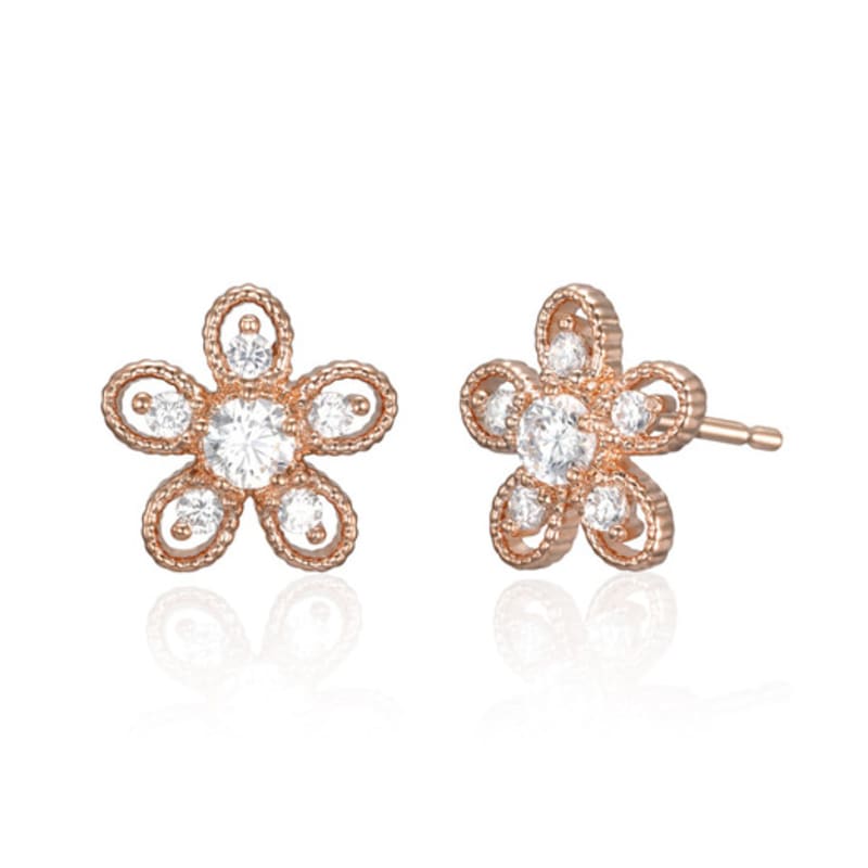ELLE Jewelry 14K GF Flower Stone Flower Earrings ELGPEE529
