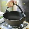 NIGOE Iron Pot, Non-Stick Pan, Traditional Iron Pot, Small Wok, Japanese Dashi Pot, Sukiyaki Pot, Pure Cast Iron, Glass Lid or Wooden Lid, Induction a
