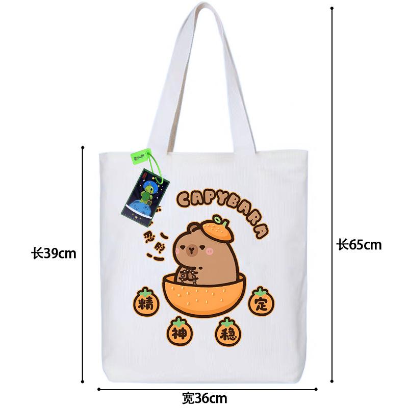 High value kapibara canvas bag anime small fresh ins simple portable handbag
