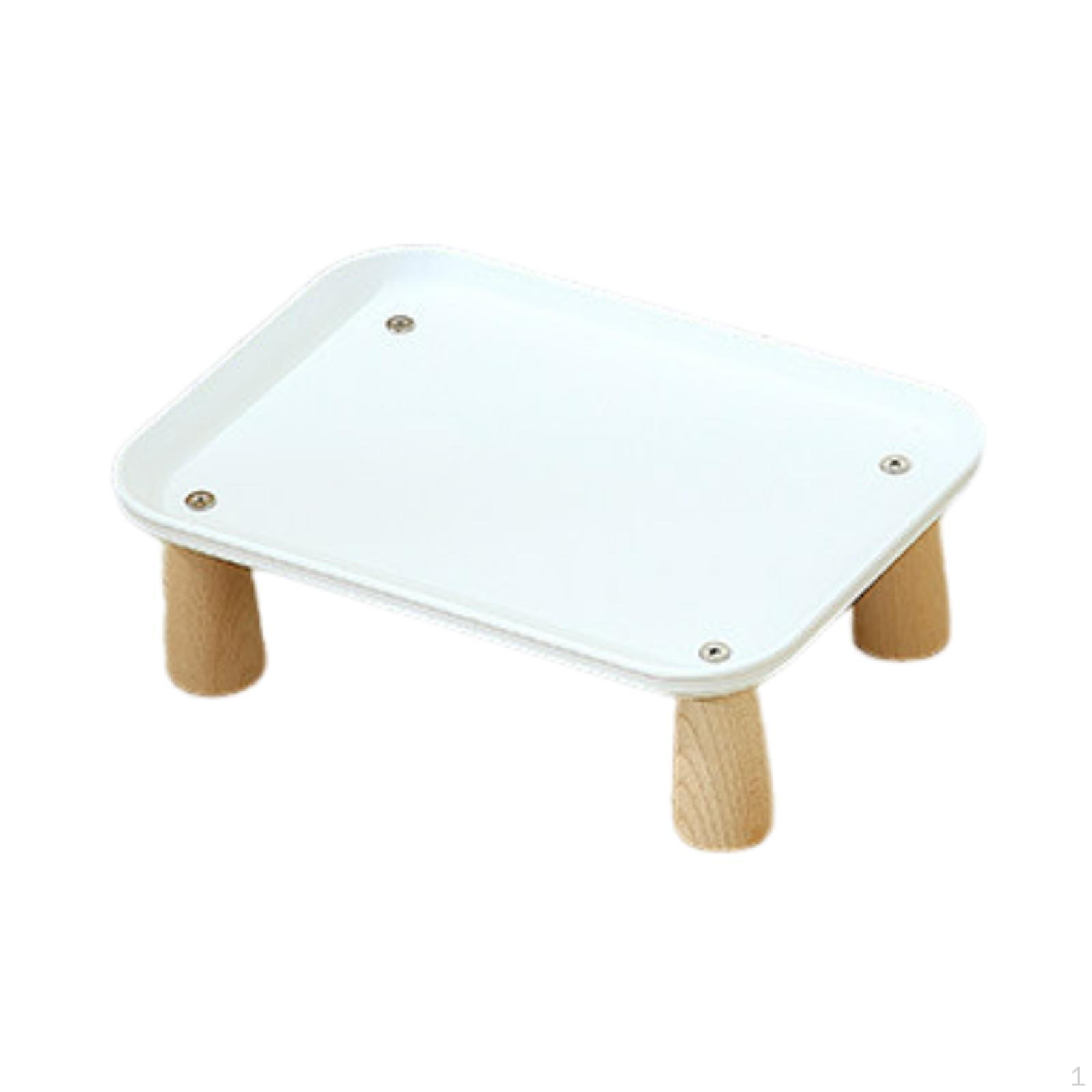 

Elevated Cat Feeder, Dog Bowl, Water Dispenser, Wood, PP, Washable, Hygienic for Everyday Feeding White 24x17x8cm