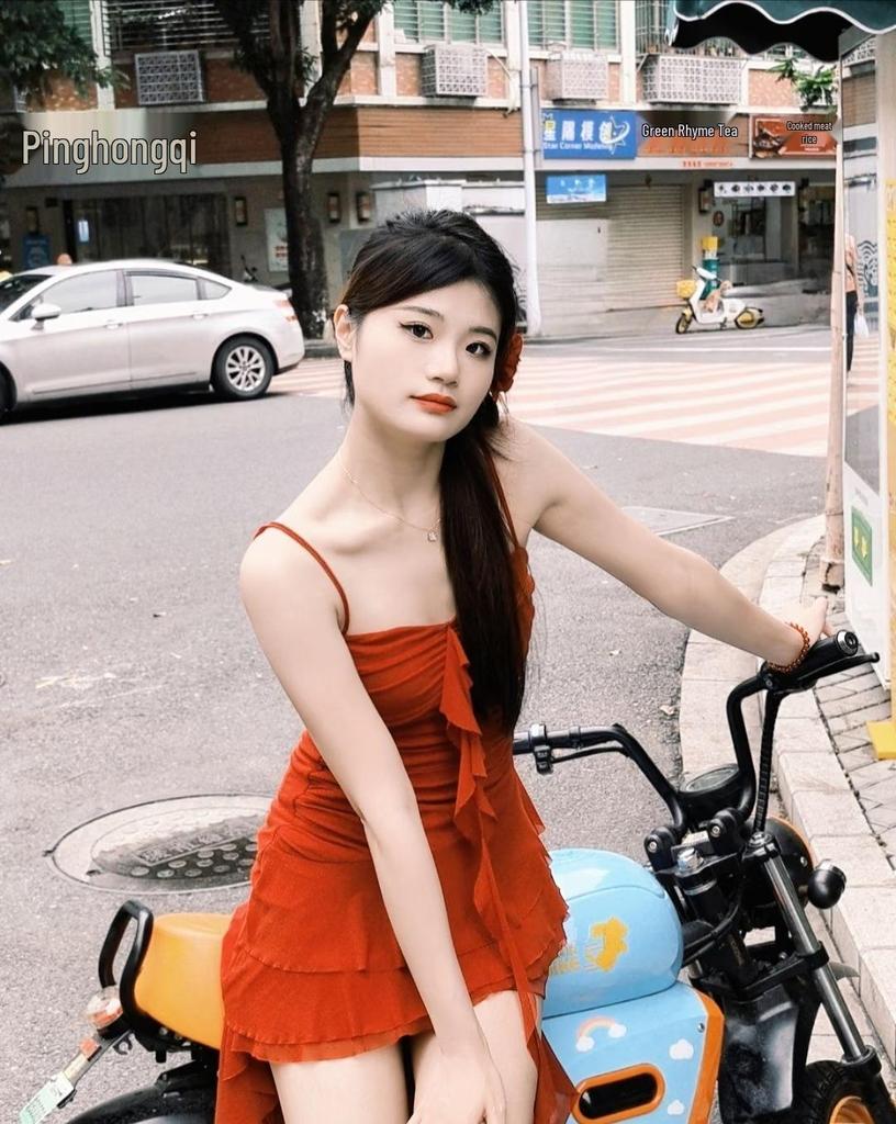 French-inspired Ruffle Spliced Camisole Dress - Women's Summer Slimming Irregular Long Dress