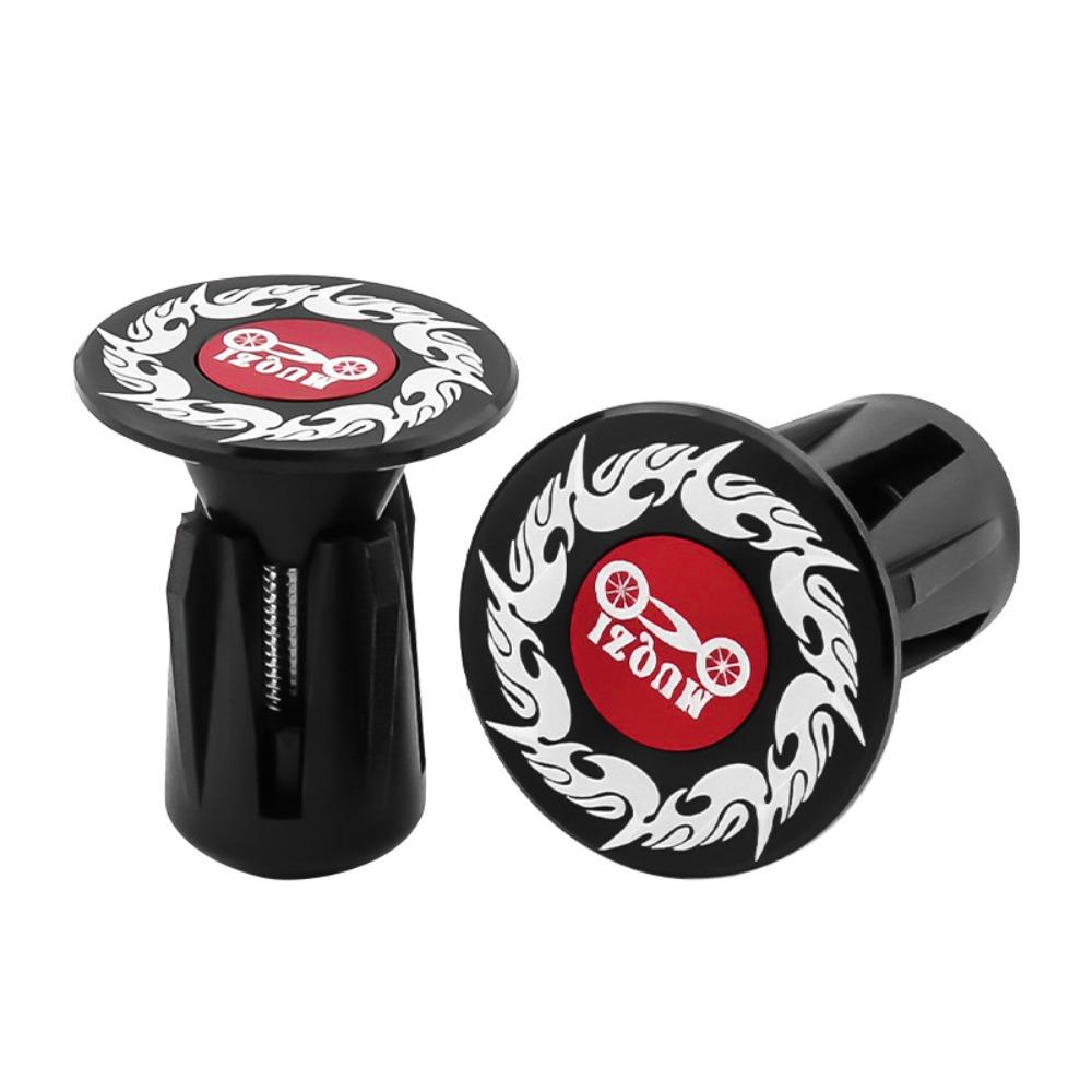 1 Pair Universal Bike Handlebar Plugs Flame Pattern Handlebar Grip End Plugs  Folding Bicycle