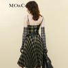 MO&Co. Pleated Plaid Boned Bustier Dress with Detachable Elements