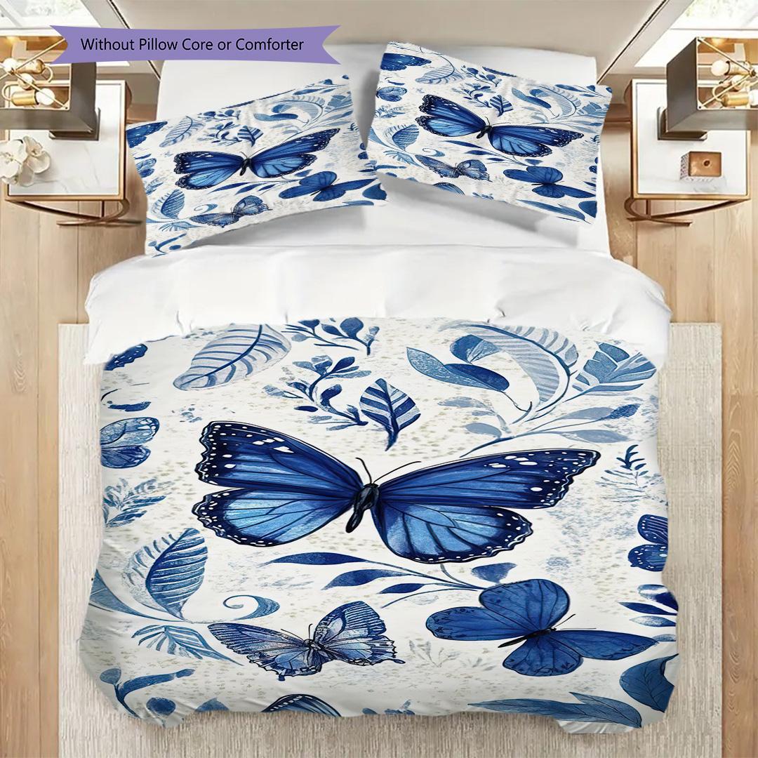 

1PC Butterflies, flowers Bedding Quilt Set Quilt Cover Pillowcase Home Decoration Birthday Gift (1 * duvet cover + 15 * pillowcase, without core) 135x200cm