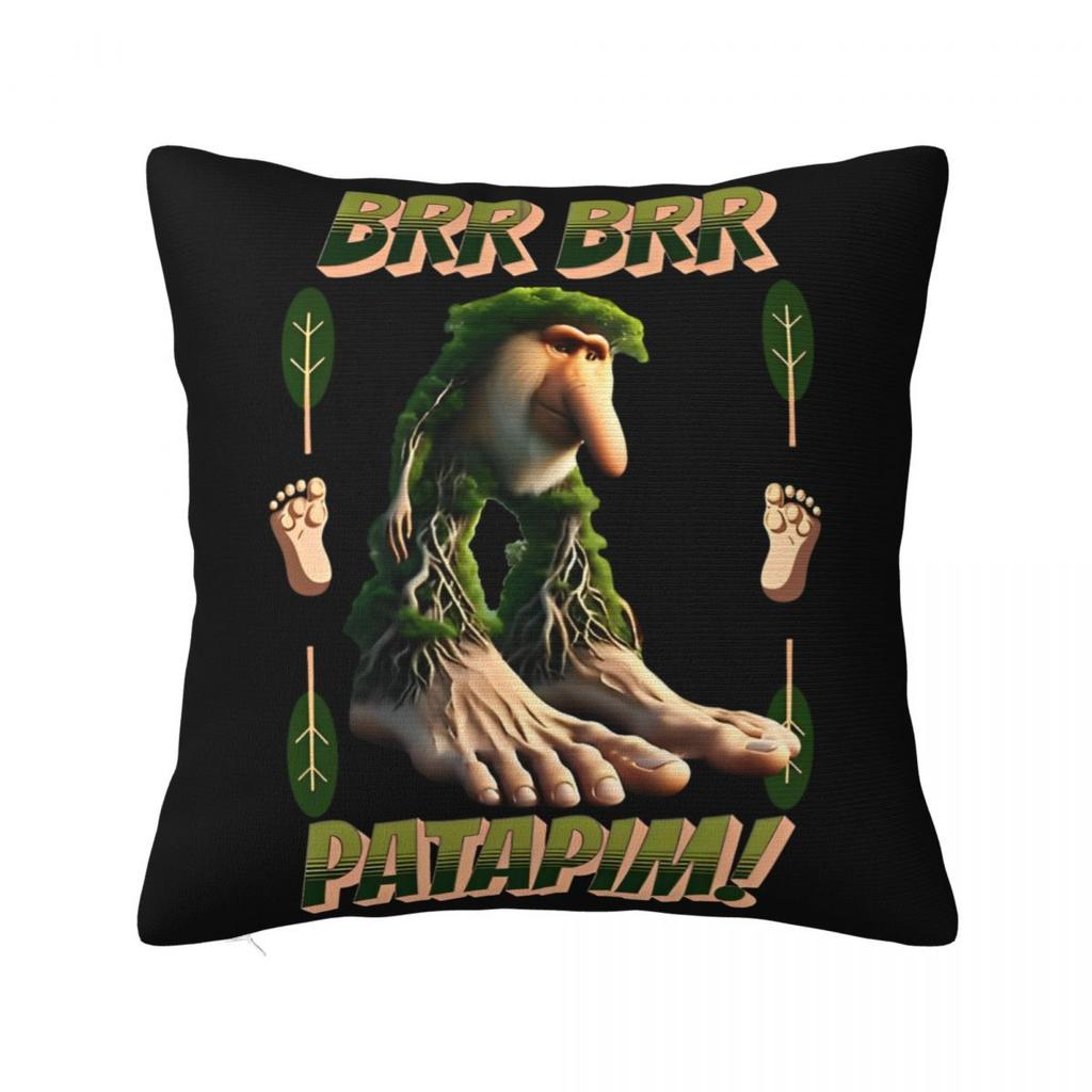 Brr Brr Patapim Italian Brainrot Pillowcase Polyester Cushion Cover Decor Meme Throw Pillow Case Cover Home Square 40X40cm