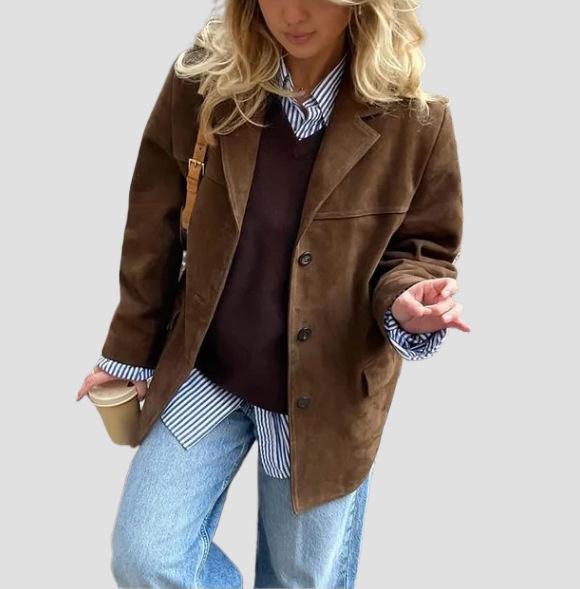 Retro Suede Women's Jacket - Cross-Border European & American Style
