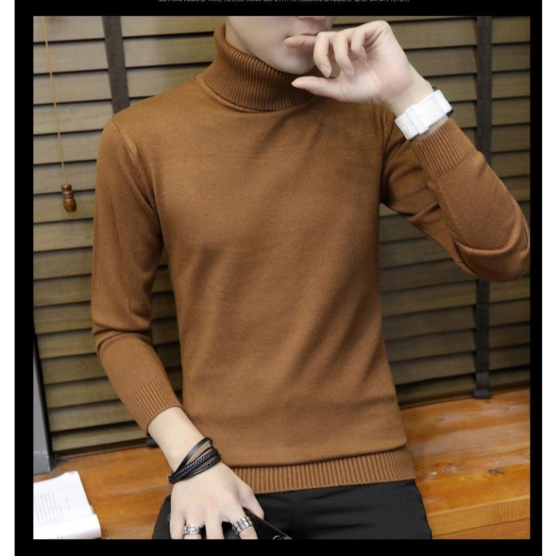Men S Slim Fit Solid Color Turtleneck Long Sleeve Knit Sweater Winter