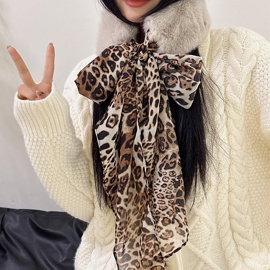 Leopard Print Plush Scarf Necklace - Versatile Retro Y2K Jewelry for Women