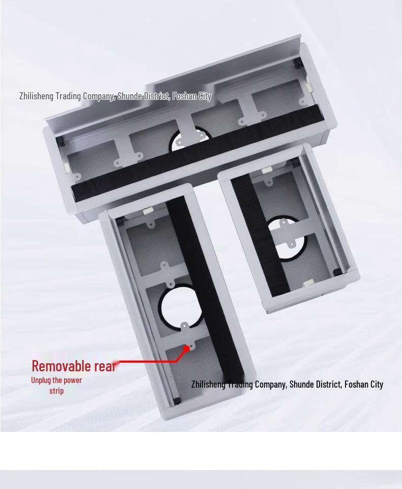 Aluminum Desk Cable Management Box with Recessed Panel and Wire Hole Cover