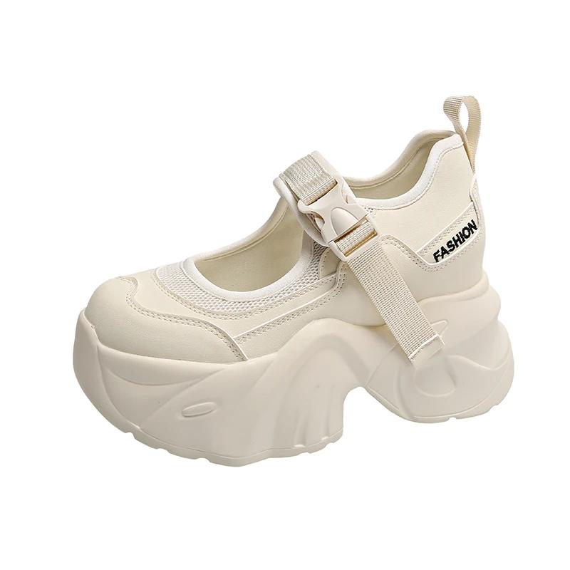 Fashion 7CM New Chunky Sneakers 2024 Autumn Casual Vulcanized Shoes Woman High Platform Breathable Mesh Sneakers Women Sports Dad Shoes