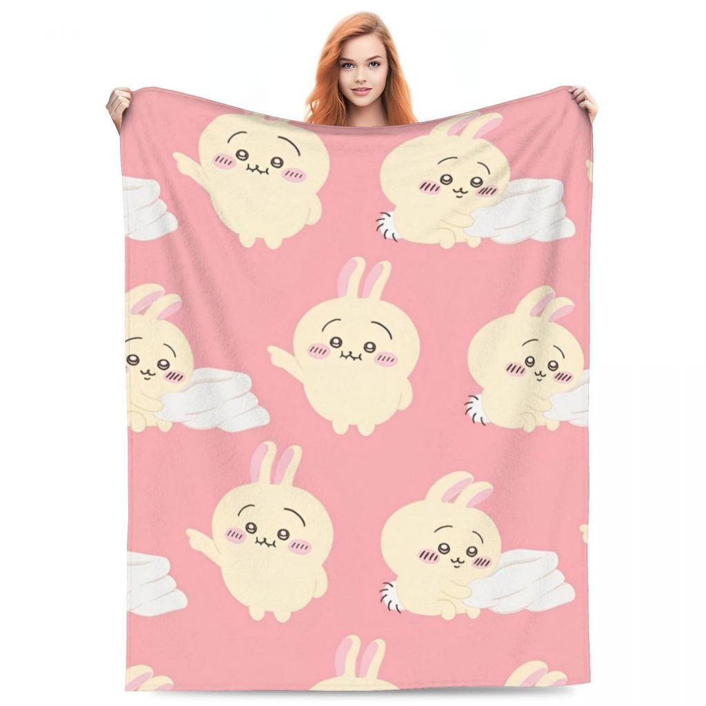 Cute Chiikawa Blanket Soft Warm Comfortable Plush Throw Blanket For Outdoor Picnic Flannel Bedspread Bed Cover