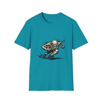 Unisex Softstyle T-Shirt Skeleton Football Run Gridiron Sports Runner Action