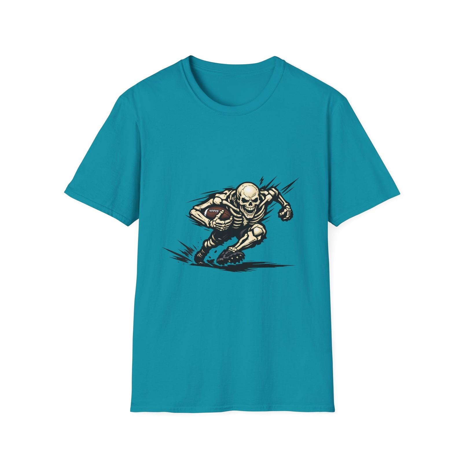 

Unisex Softstyle T-Shirt Skeleton Football Run Gridiron Sports Runner Action 5XL різнокольоровий