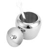 304 Stainless Steel Sugar Bowl with Lip Spoon Home Kitchen Salt Pepper Spices Bowl