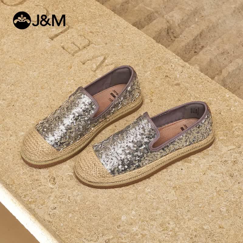 J&M Women s Sequin Platform Slip-On Espadrille Shoes 37