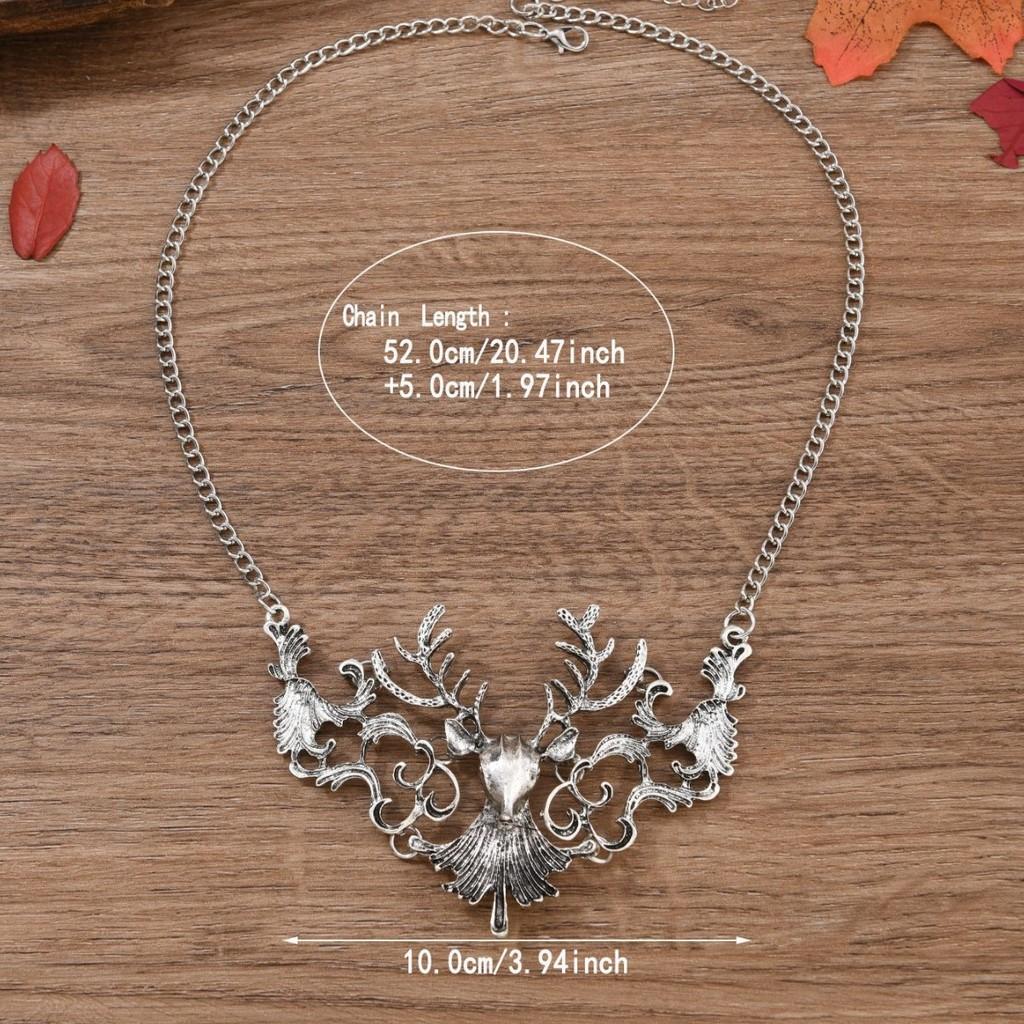 Vintage Christmas Deer Necklace With Zinc Alloy Animal Pendant For Women Holiday Jewelry