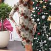 Women's High-Neck Casual Long-Sleeved Printed Slim-Fit Dress