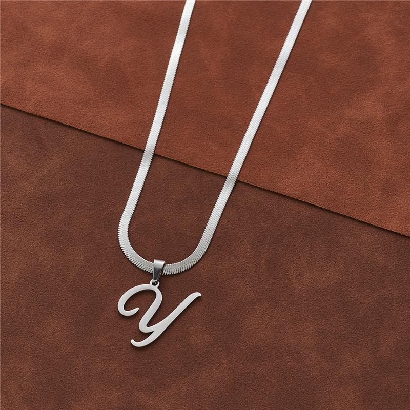 Dainty Initial Necklace Silver 26 Letters Snake Chain Necklaces for Women Girls Jewelry Choker Birthday Gifts