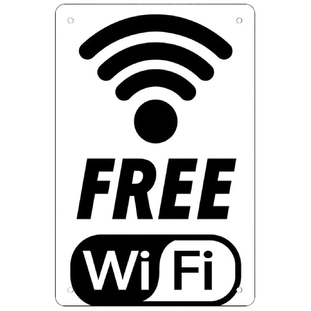 Vintage Free Wifi Metal Tin Sign Retro Warning Plaque for Home Cafe Restaurant Bar Club and Washing Room Decor
