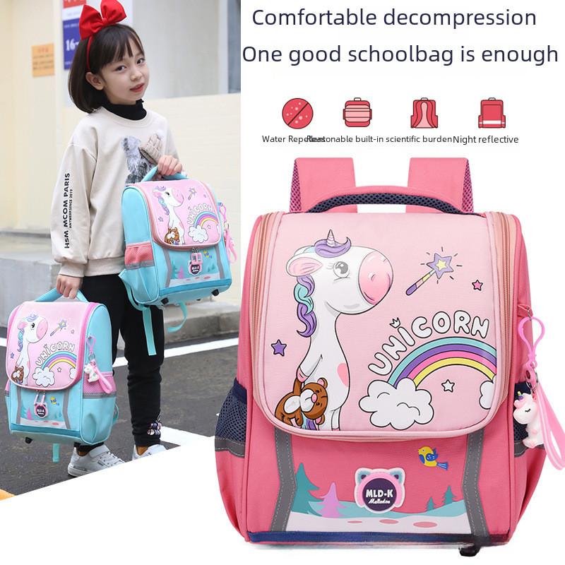 Large Capacity Waterproof Unicorn Cartoon Canvas Backpack For Kids With Breathable Design