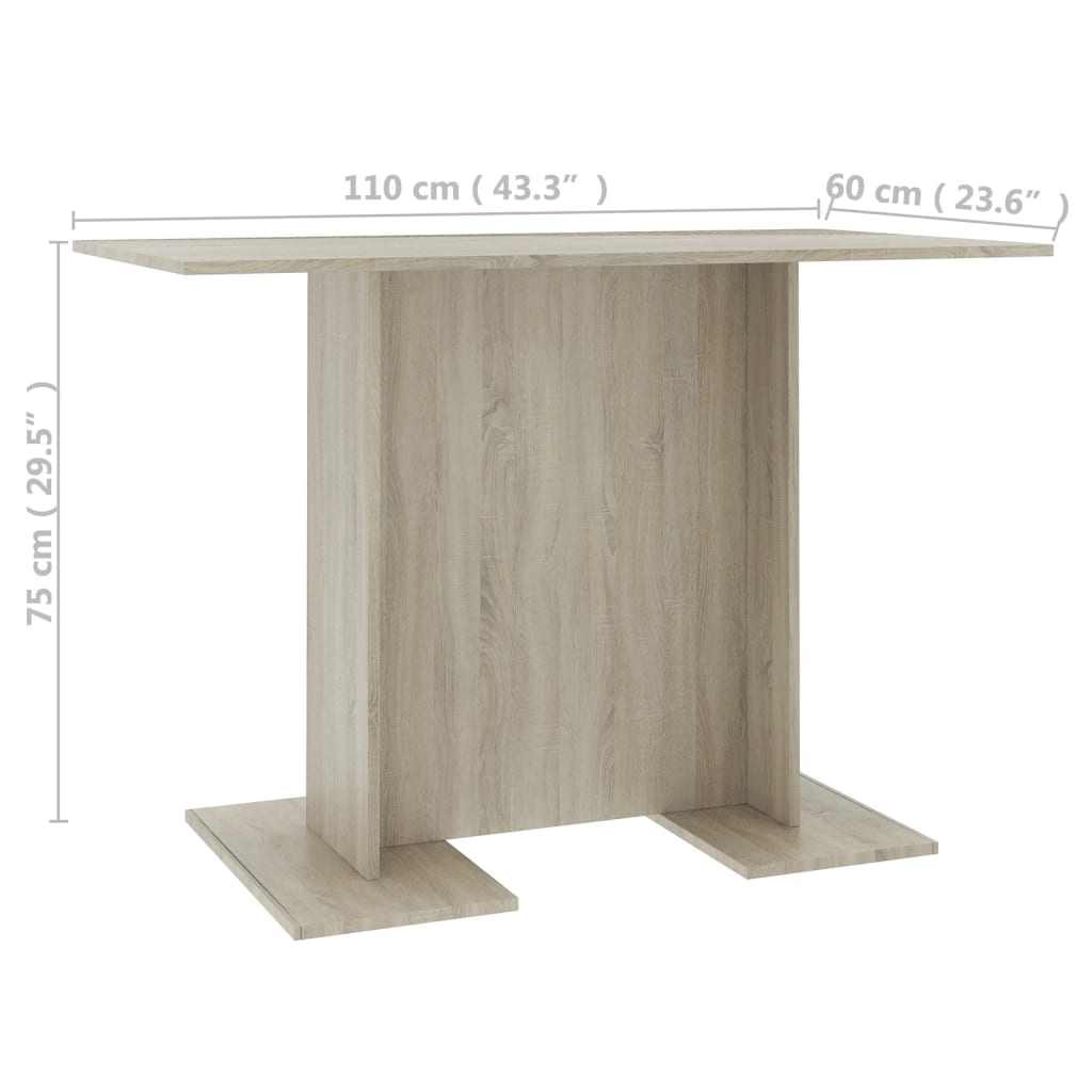 Dining Table Sonoma Oak Finish 110 x 60 x 75 cm Particleboard