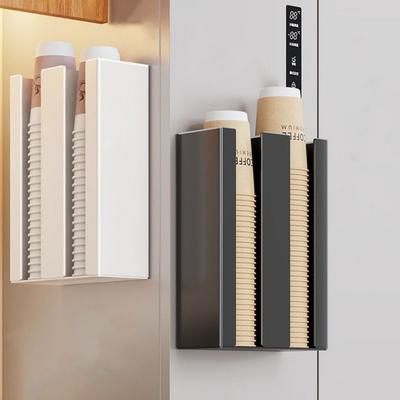Wall Mounted Paper Cup Dispenser Iron Cup Storage Rack Durable Paper Cup Organizer  Refrigerator