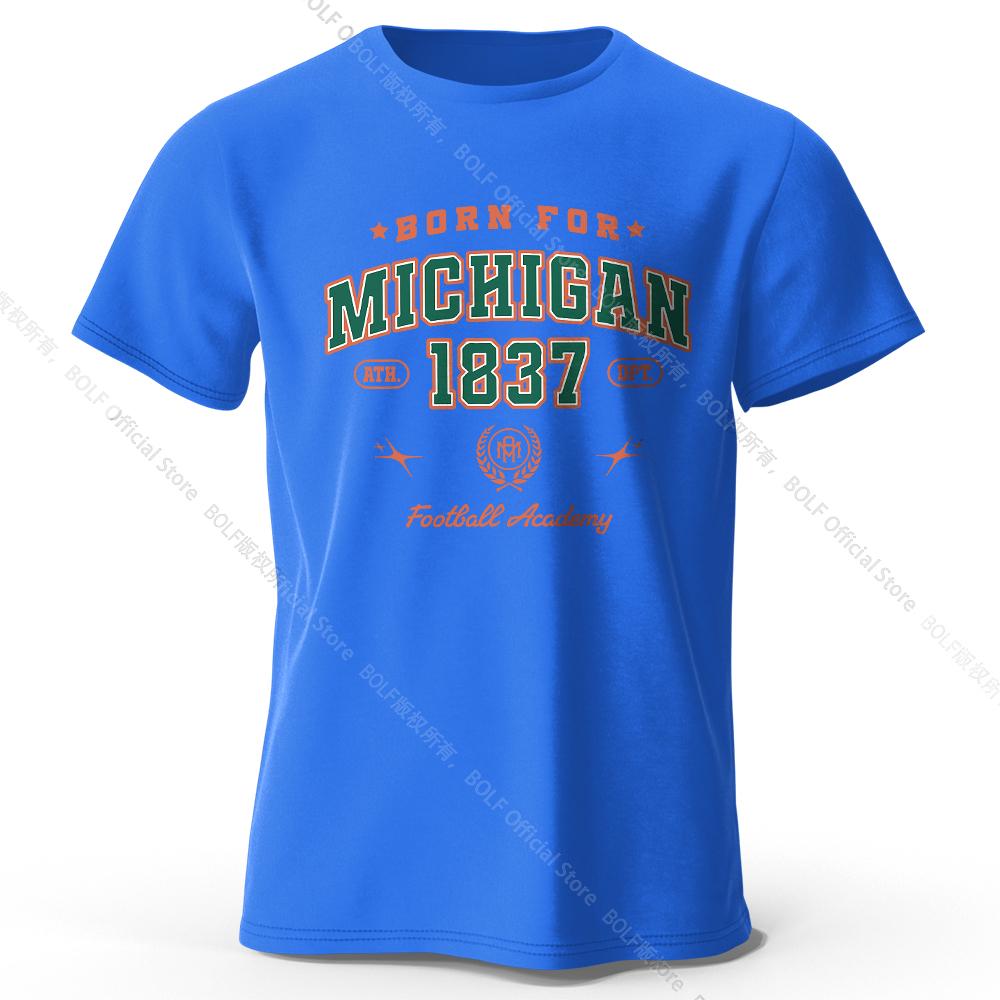 Men's Born for Michigan Printed T-Shirt 100% Cotton Oversized State Pride Graphic Tees for Women Summer Tops Streetwear