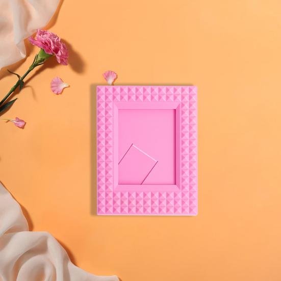 3 Inch Photo Frame Free-standing Anti-crack Solid Color Anti-skid Embossed Desktop Decor