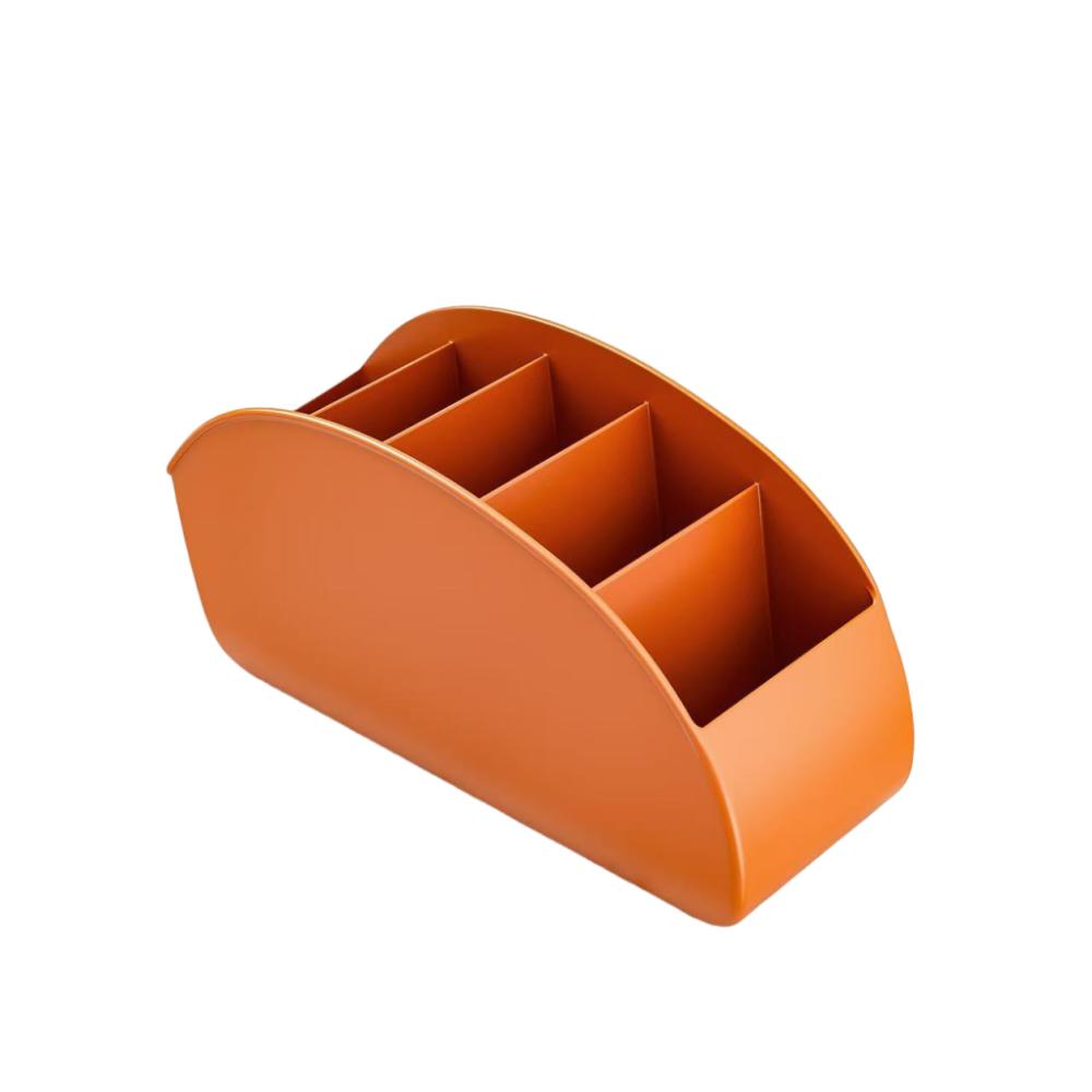 Solid Color Remote Control Holder 5 Compartments Makeup Brush Storage Bucket  Bedside Table оранжевый